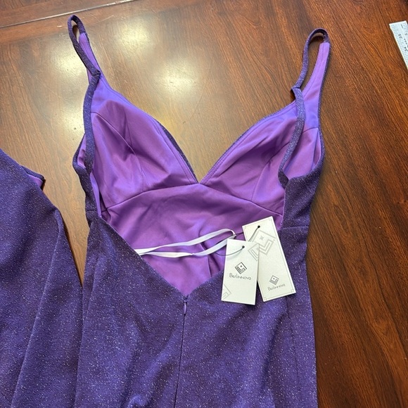 BerlinNova NWT Prom Purple Evening Metallic High Slit Mermaid Dress - Picture 4 of 12